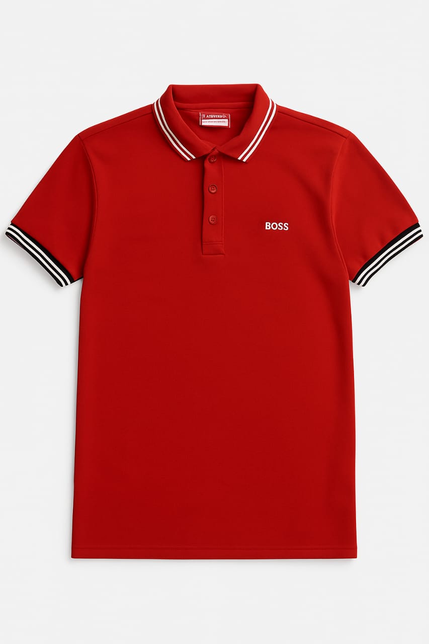 BOSS branded red polo shirt